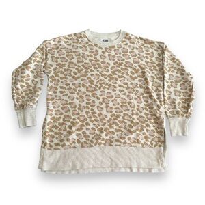 Aerie Oversized Leopard Print Crewneck Sweater Size XS